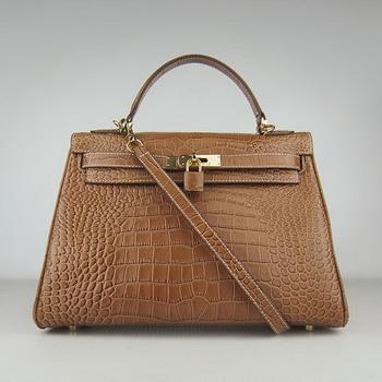 HKL32LCCSG18 Hermes 32CM caffﾨﾨ chiaro Crocodile Stripe (oro)